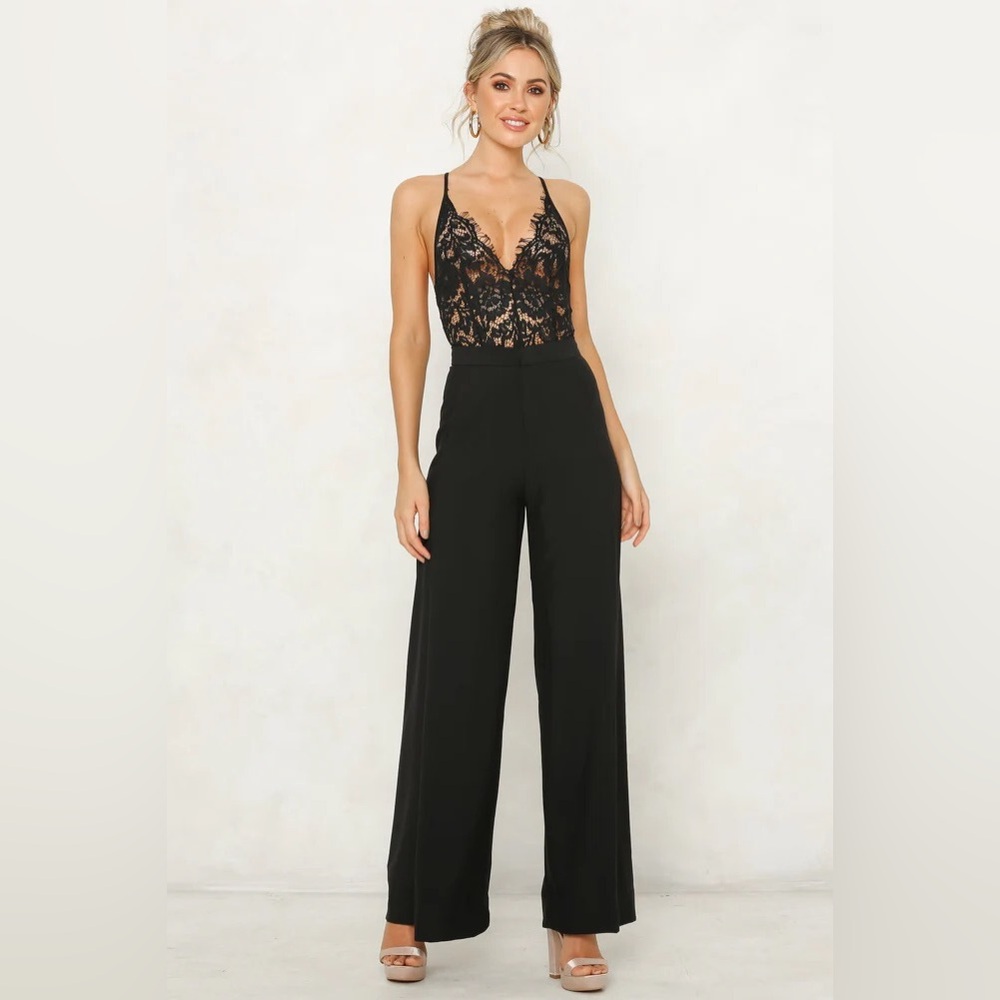 Express Wide Leg Black Lace Jumpsuit